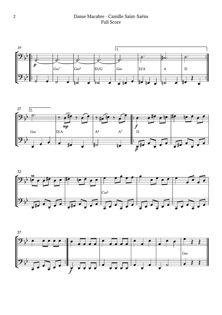 Danse Macabre by Saint-Saëns Brass Duet scores gallery preview page 2