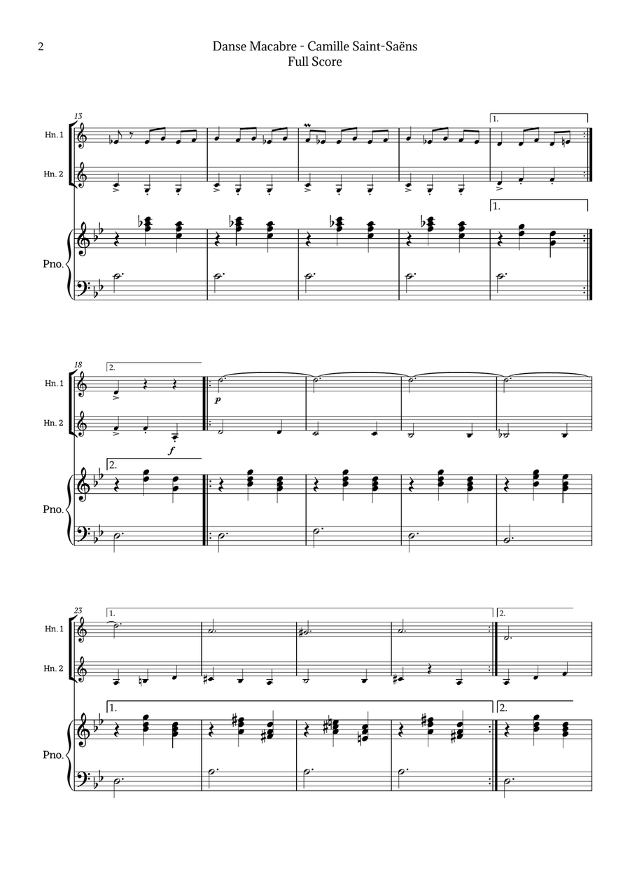 Danse Macabre by Saint-Saëns Brass Duet scores gallery preview page 2