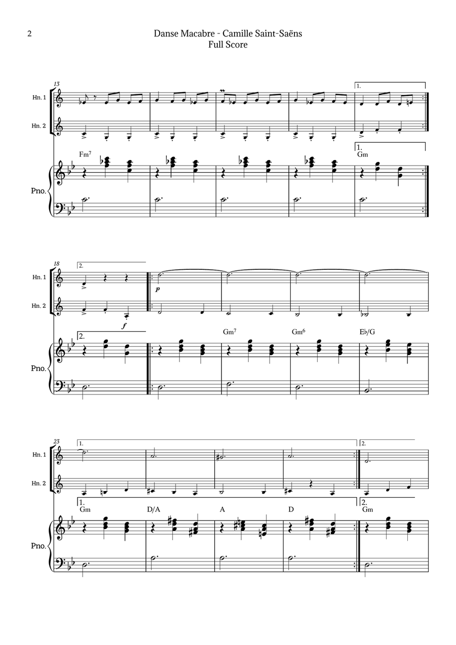 Danse Macabre by Saint-Saëns Brass Duet scores gallery preview page 2