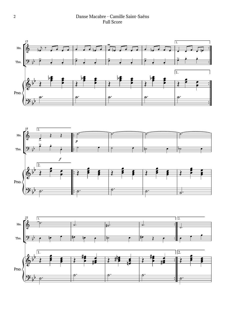 Danse Macabre by Saint-Saëns Brass Duet scores gallery preview page 2