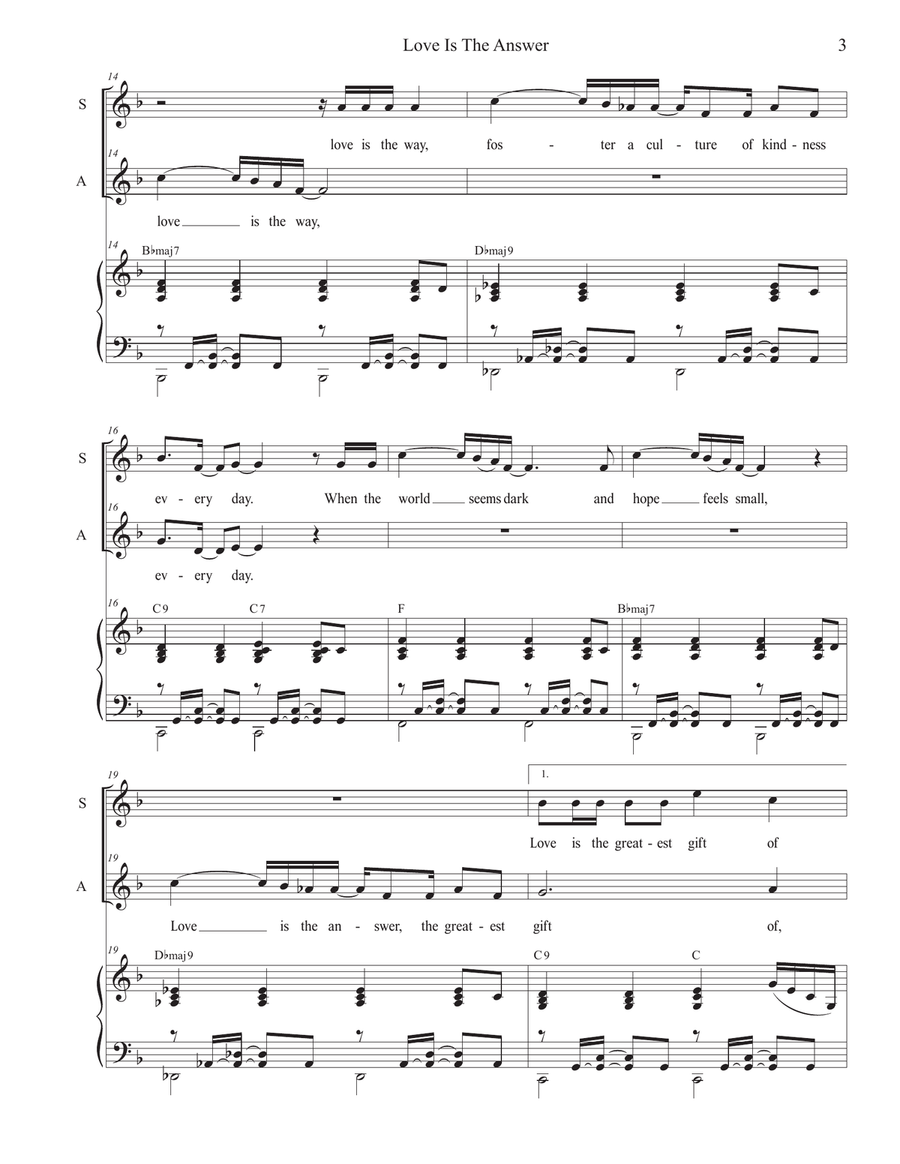 Love Is The Answer (2-part choir - (SA) SA scores gallery preview page 3