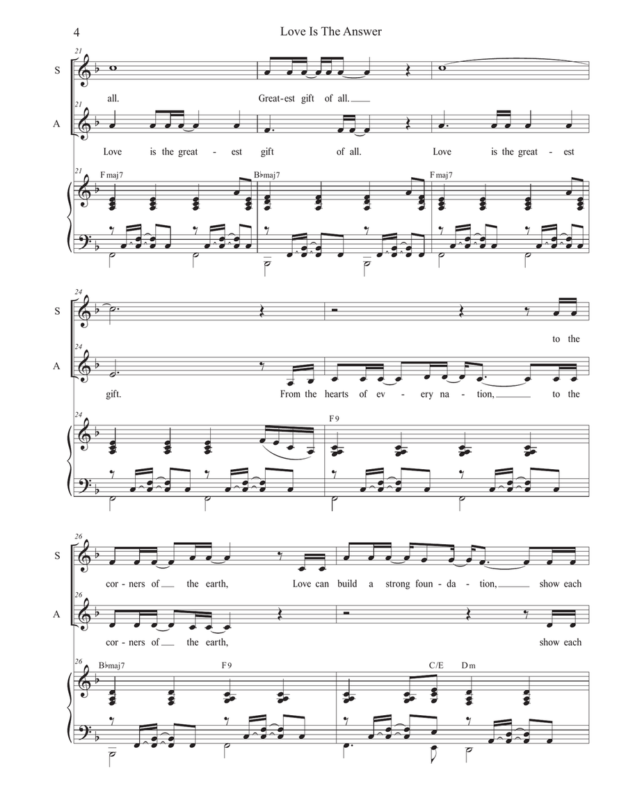 Love Is The Answer (2-part choir - (SA) SA scores gallery preview page 4