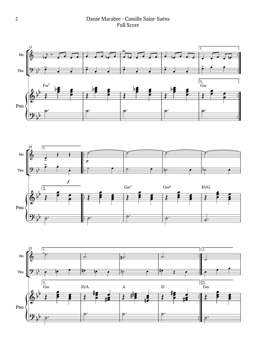 Danse Macabre by Saint-Saëns Brass Duet scores gallery preview page 2