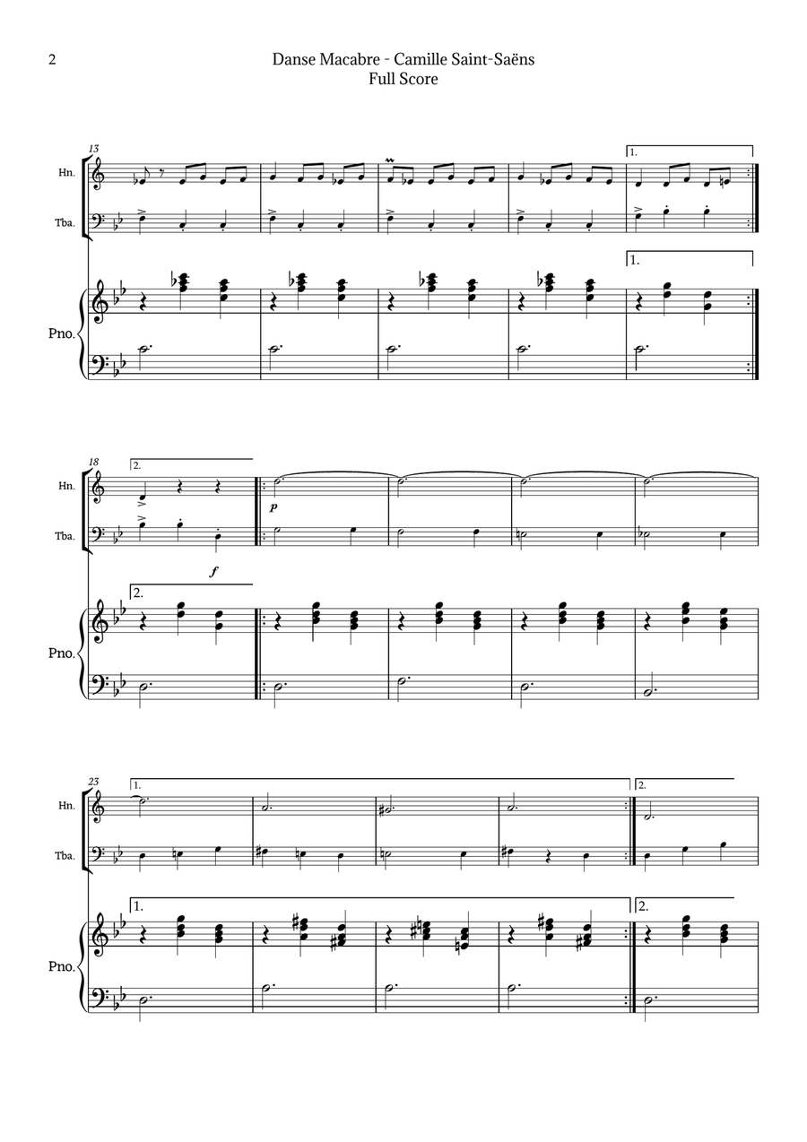 Danse Macabre by Saint-Saëns Brass Duet scores gallery preview page 2