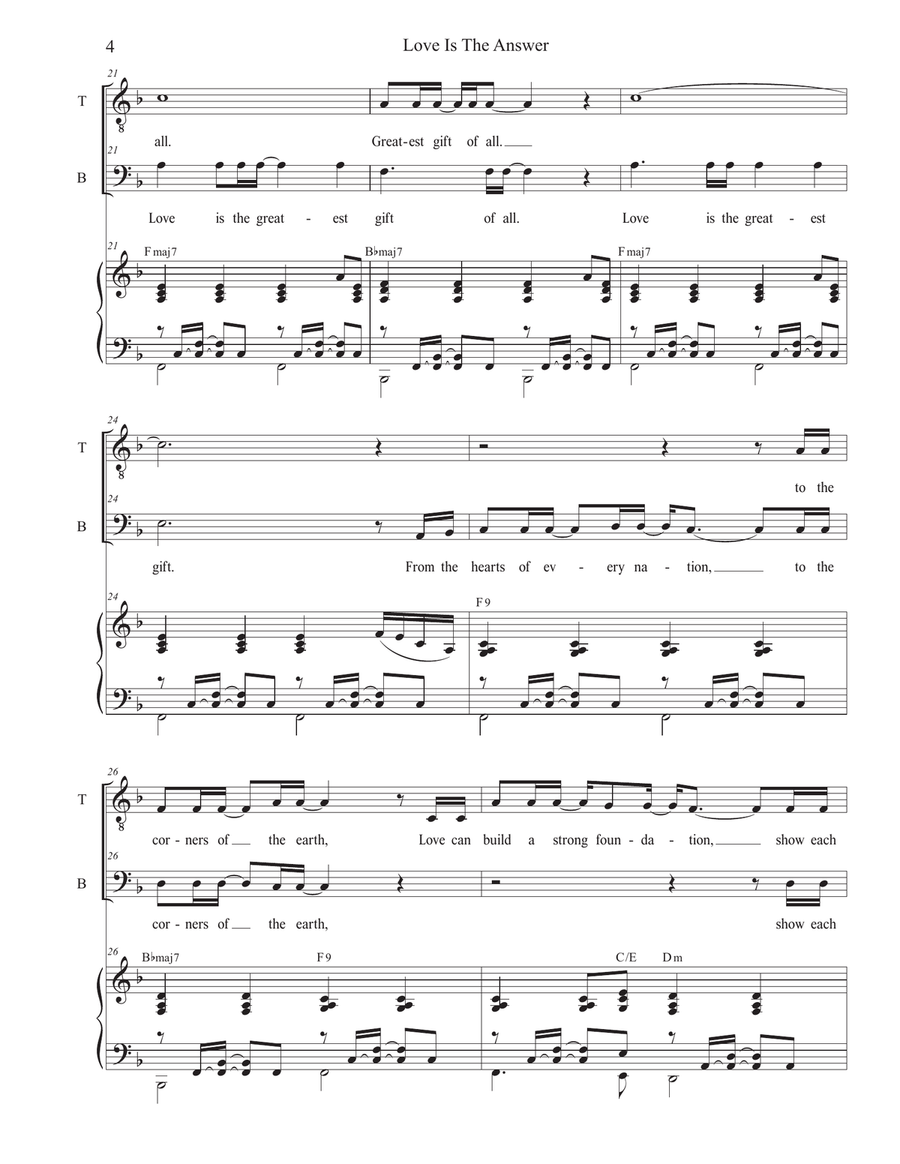 Love Is The Answer (2-part choir - (TB) TB scores gallery preview page 4