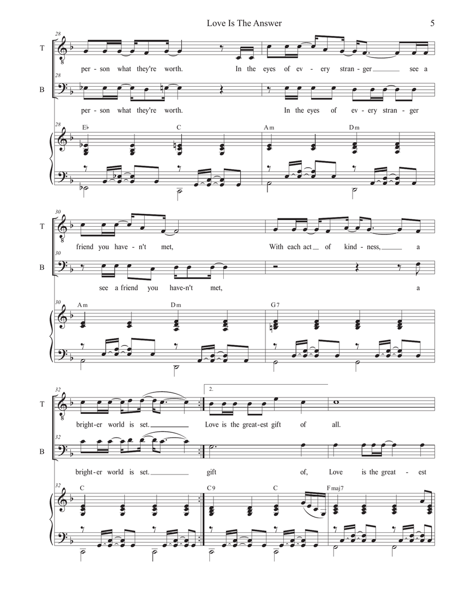 Love Is The Answer (2-part choir - (TB) TB scores gallery preview page 5