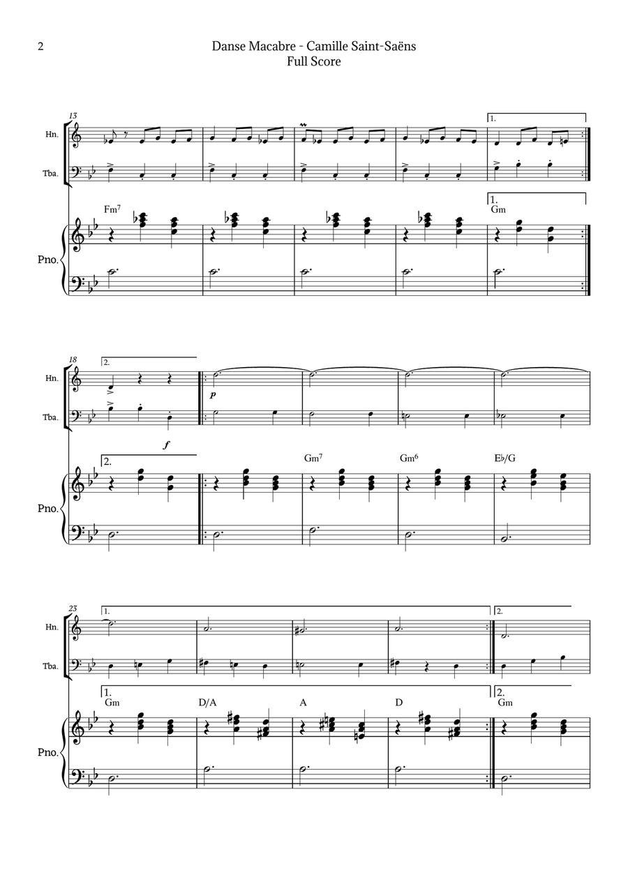 Danse Macabre by Saint-Saëns Brass Duet scores gallery preview page 2