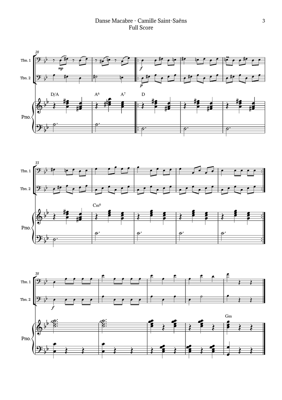 Danse Macabre by Saint-Saëns Trombone Duet scores gallery preview page 3