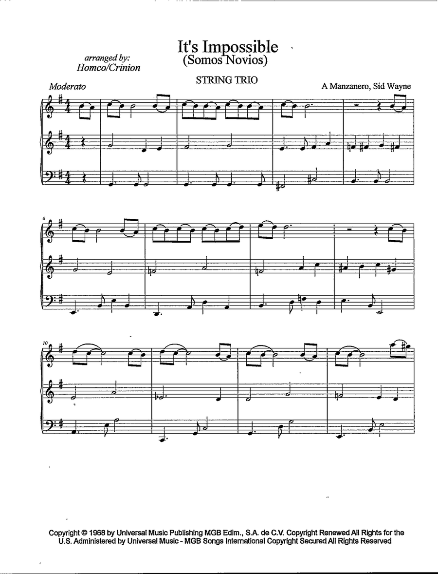 It's Impossible (Somos Novios) String Trio scores gallery preview page 2
