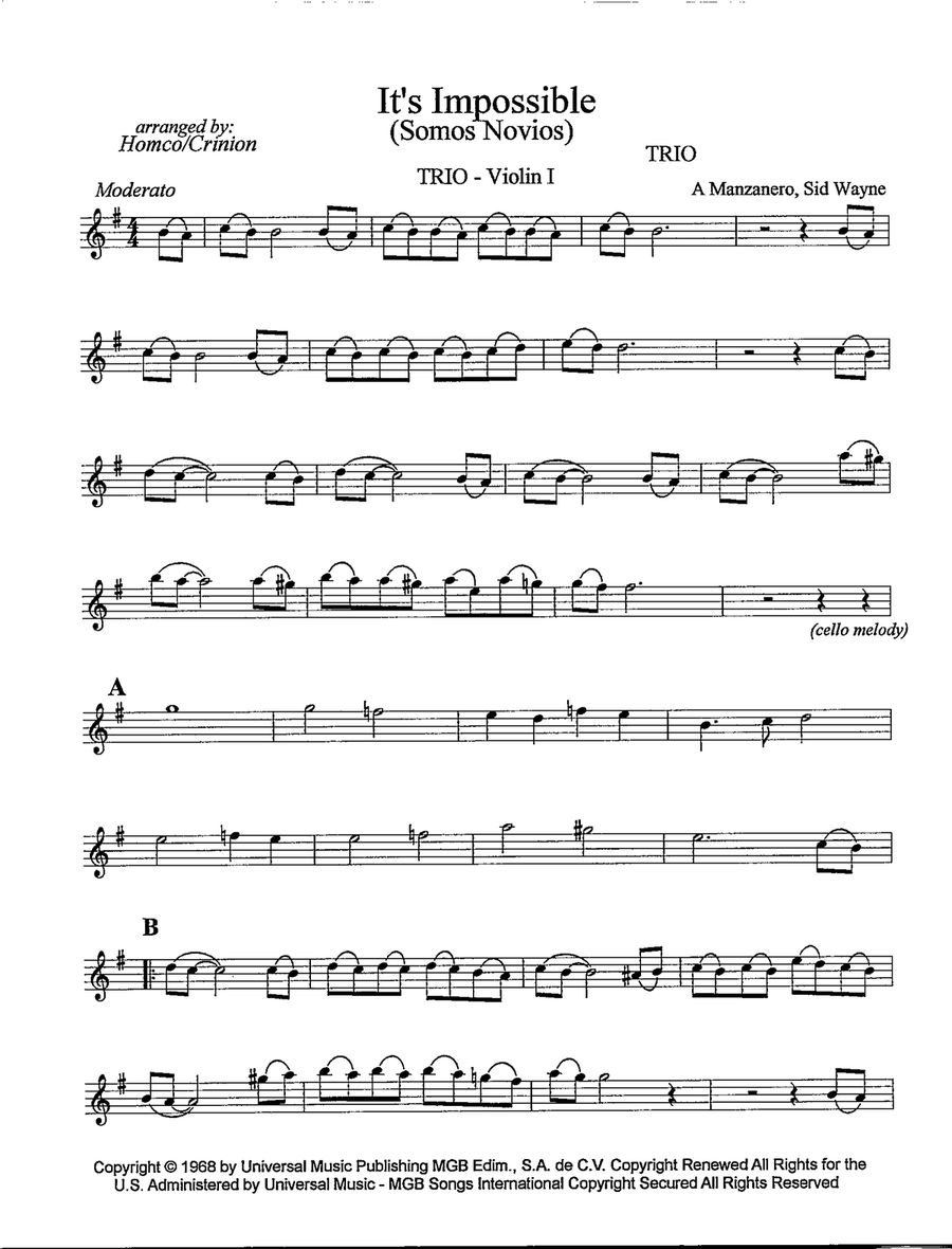 It's Impossible (Somos Novios) String Trio scores gallery preview page 6