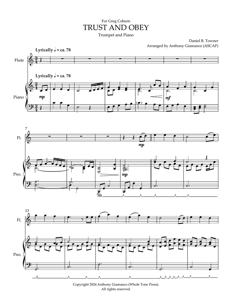 TRUST AND OBEY - Flute and Piano Chamber Music scores gallery preview page 2
