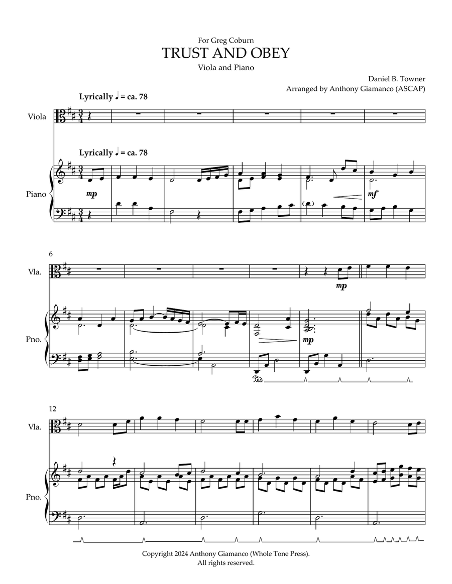 TRUST AND OBEY - Viola and Piano Chamber Music scores gallery preview page 2