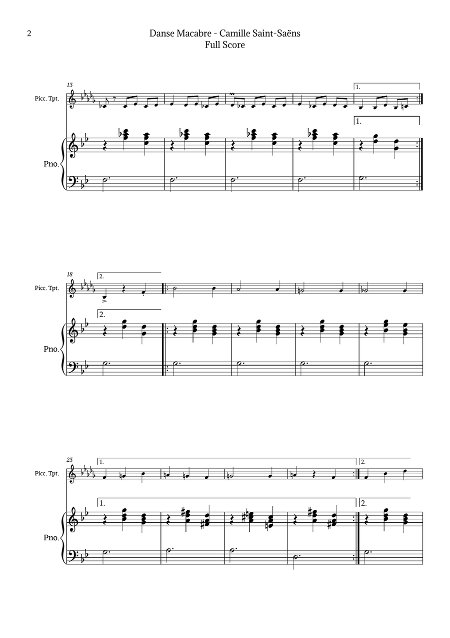 Danse Macabre by Saint-Saëns Chamber Music scores gallery preview page 2