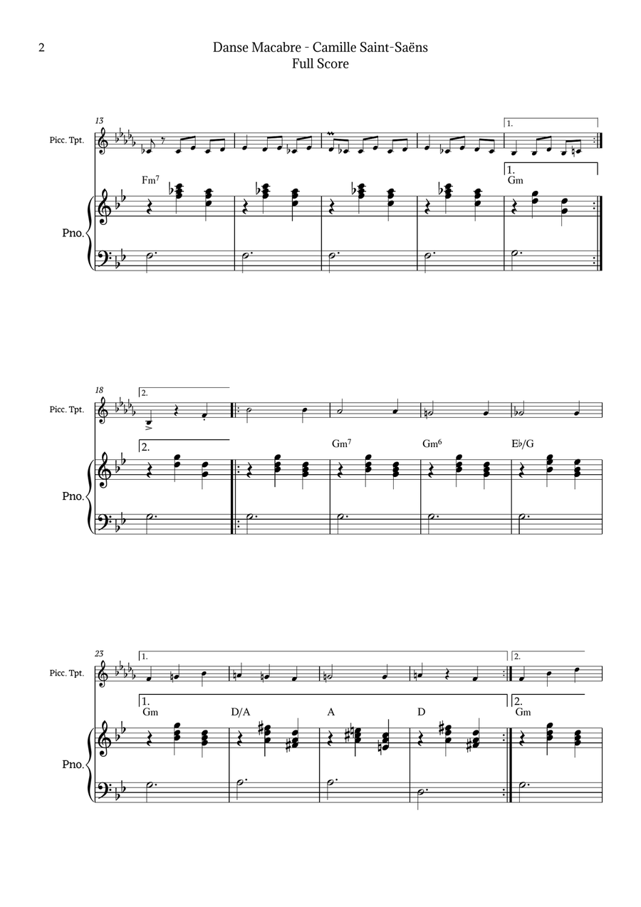 Danse Macabre by Saint-Saëns Chamber Music scores gallery preview page 2