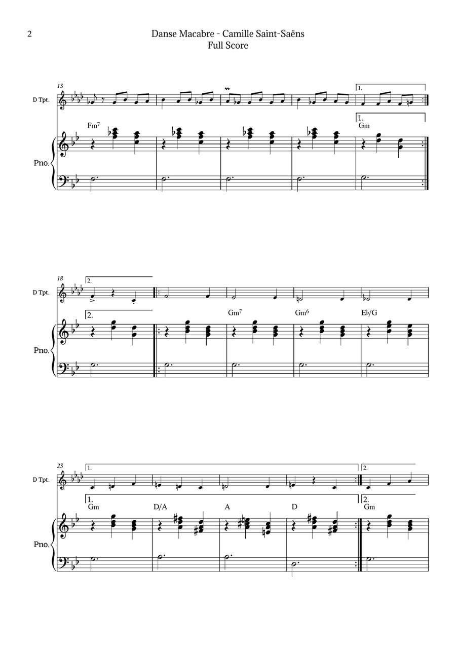 Danse Macabre by Saint-Saëns Chamber Music scores gallery preview page 2