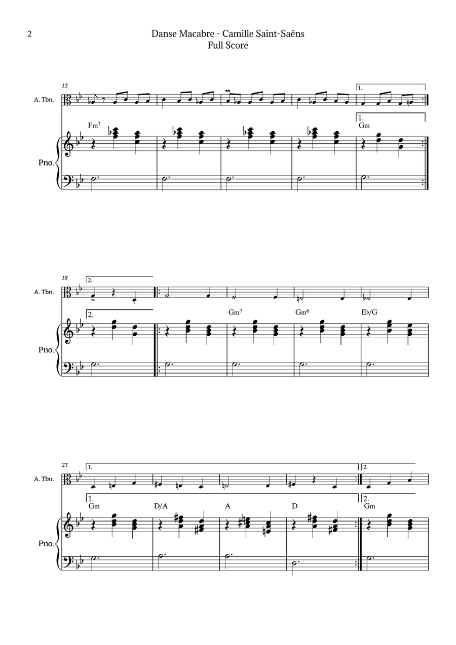 Danse Macabre for Alto Trombone by Saint-Saëns Chamber Music scores gallery preview page 2
