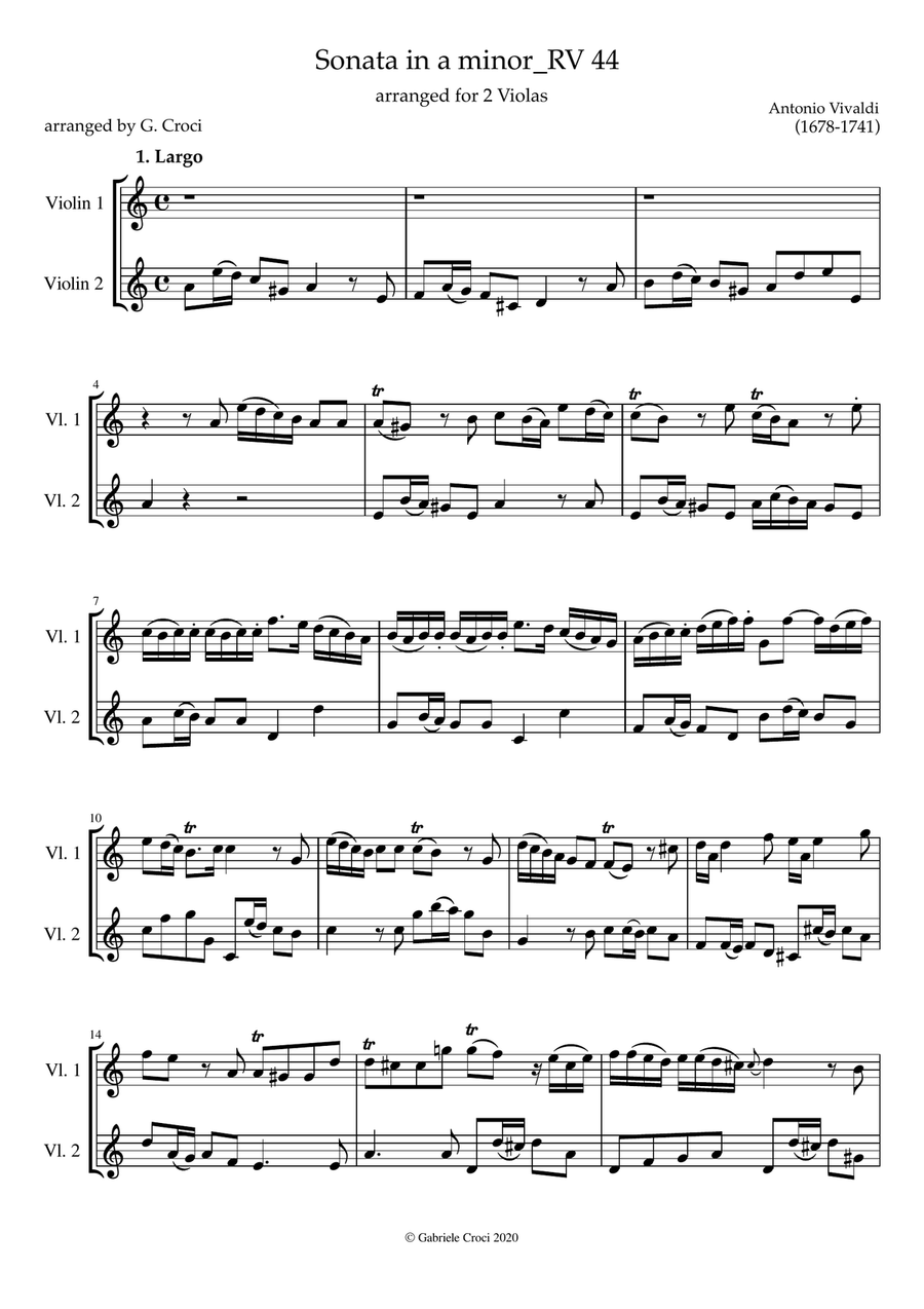 Sonata in a minor RV44 String Duet scores gallery preview page 2