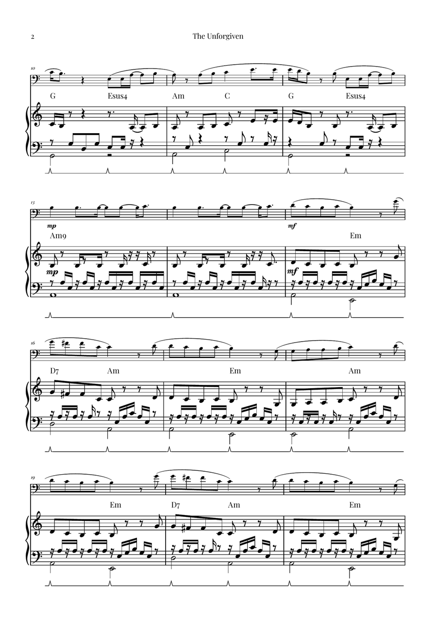 The Unforgiven Piano scores gallery preview page 2