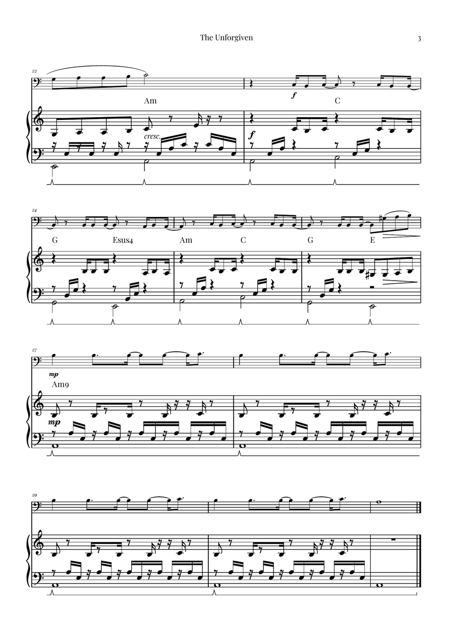 The Unforgiven Piano scores gallery preview page 3