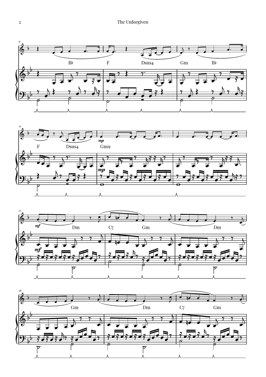 The Unforgiven Piano scores gallery preview page 2