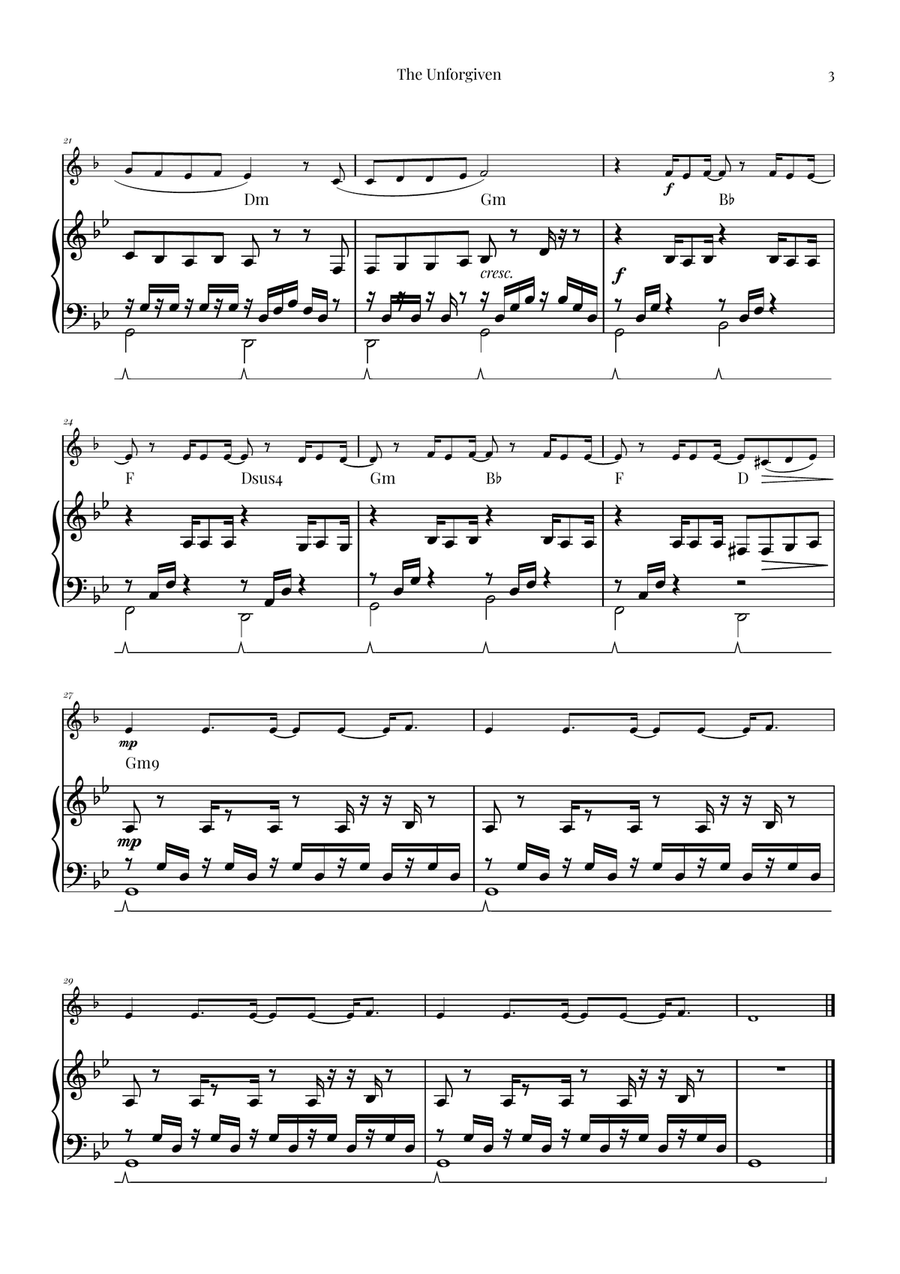 The Unforgiven Piano scores gallery preview page 3