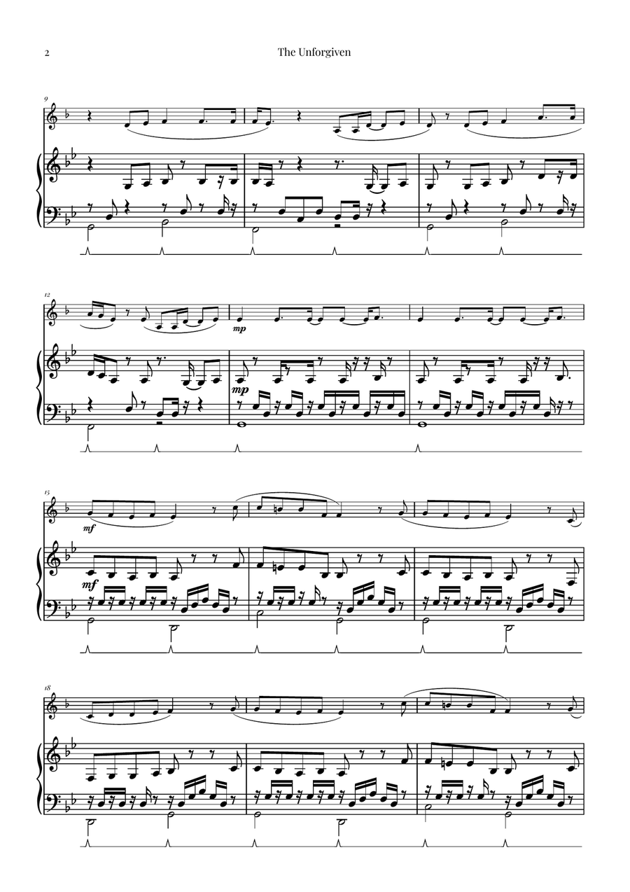 The Unforgiven Piano scores gallery preview page 2