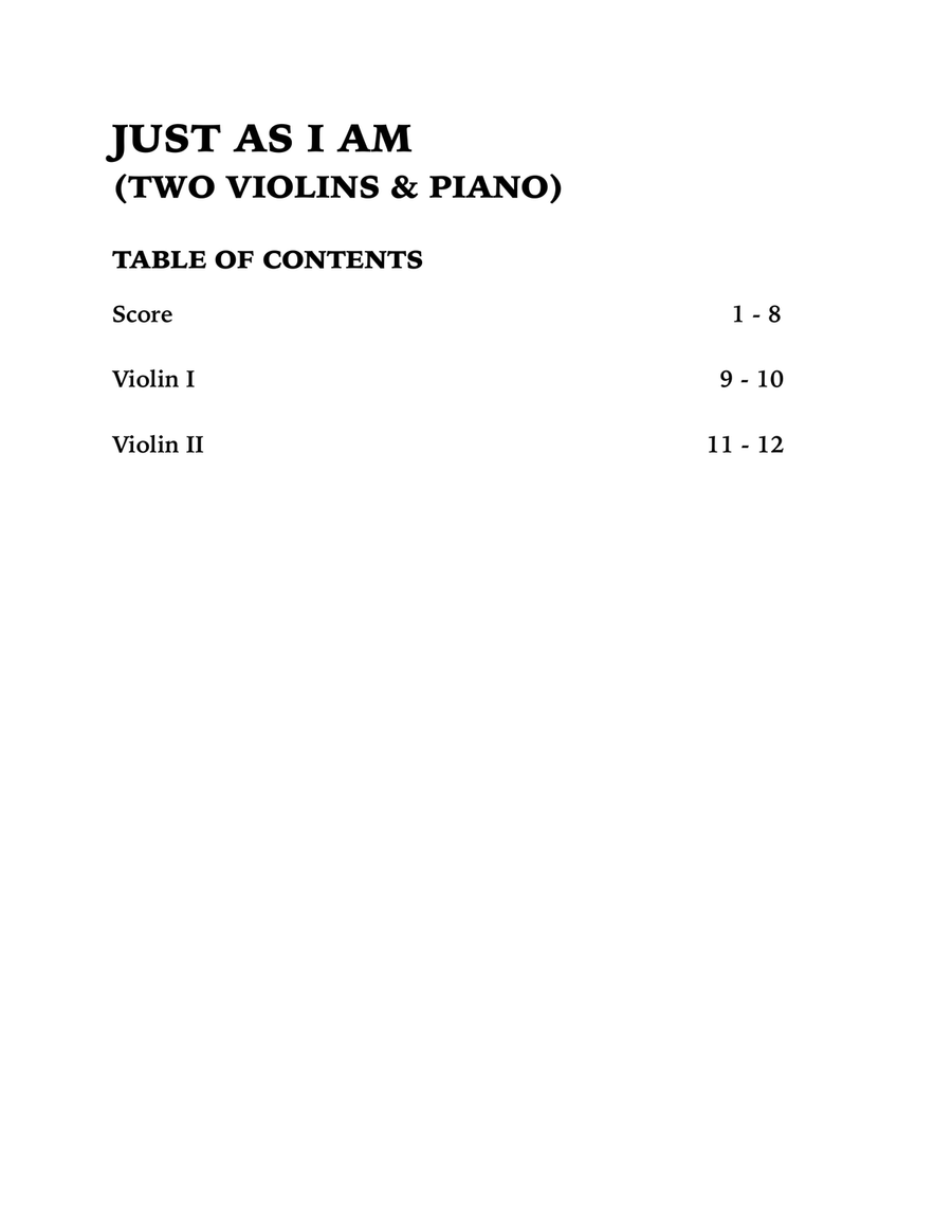 Just As I Am (Trio for Two Violins and Piano) String Duet scores gallery preview page 4