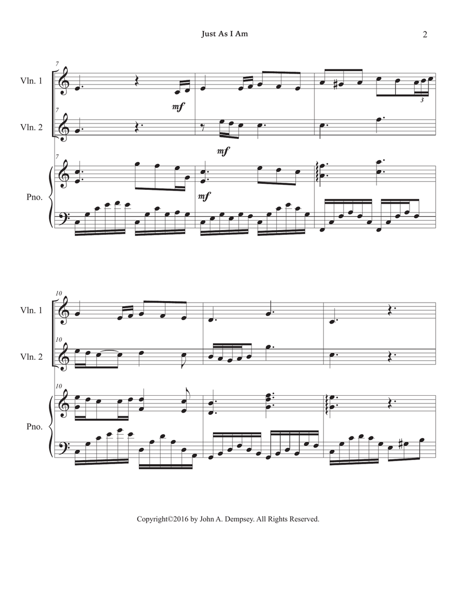 Just As I Am (Trio for Two Violins and Piano) String Duet scores gallery preview page 6