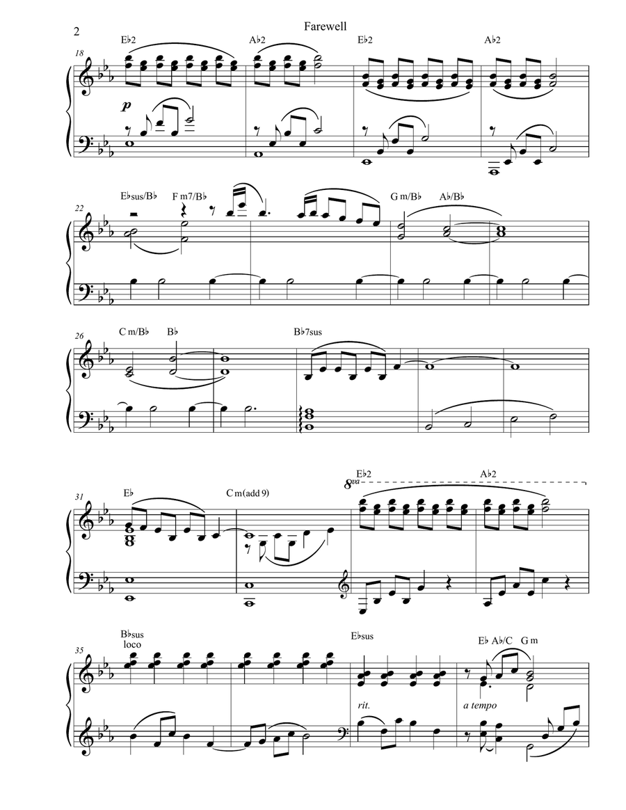 Farewell Piano Solo scores gallery preview page 2