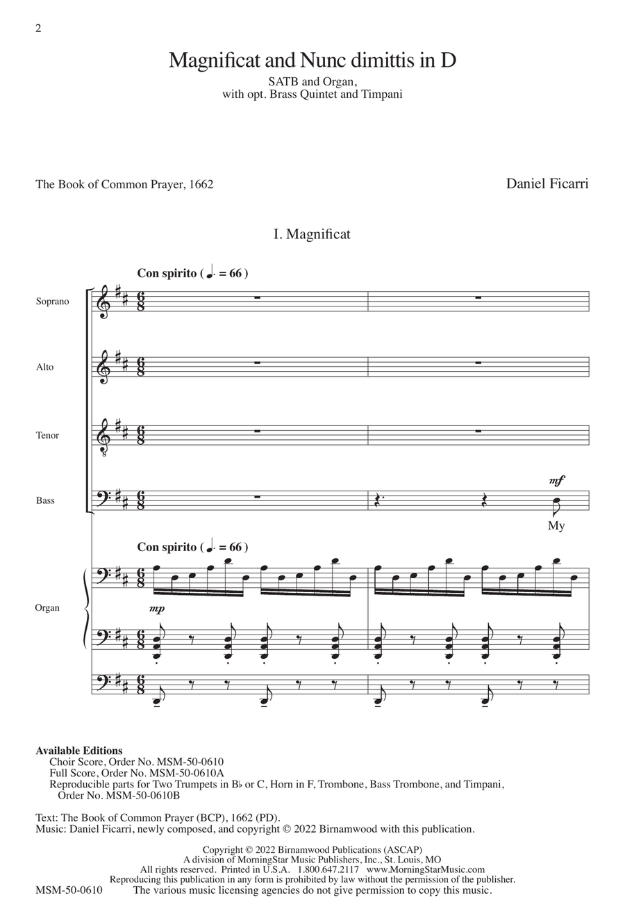 Magnificat and Nunc dimittis in D (Downloadable Choral Score) 4-Part scores gallery preview page 2