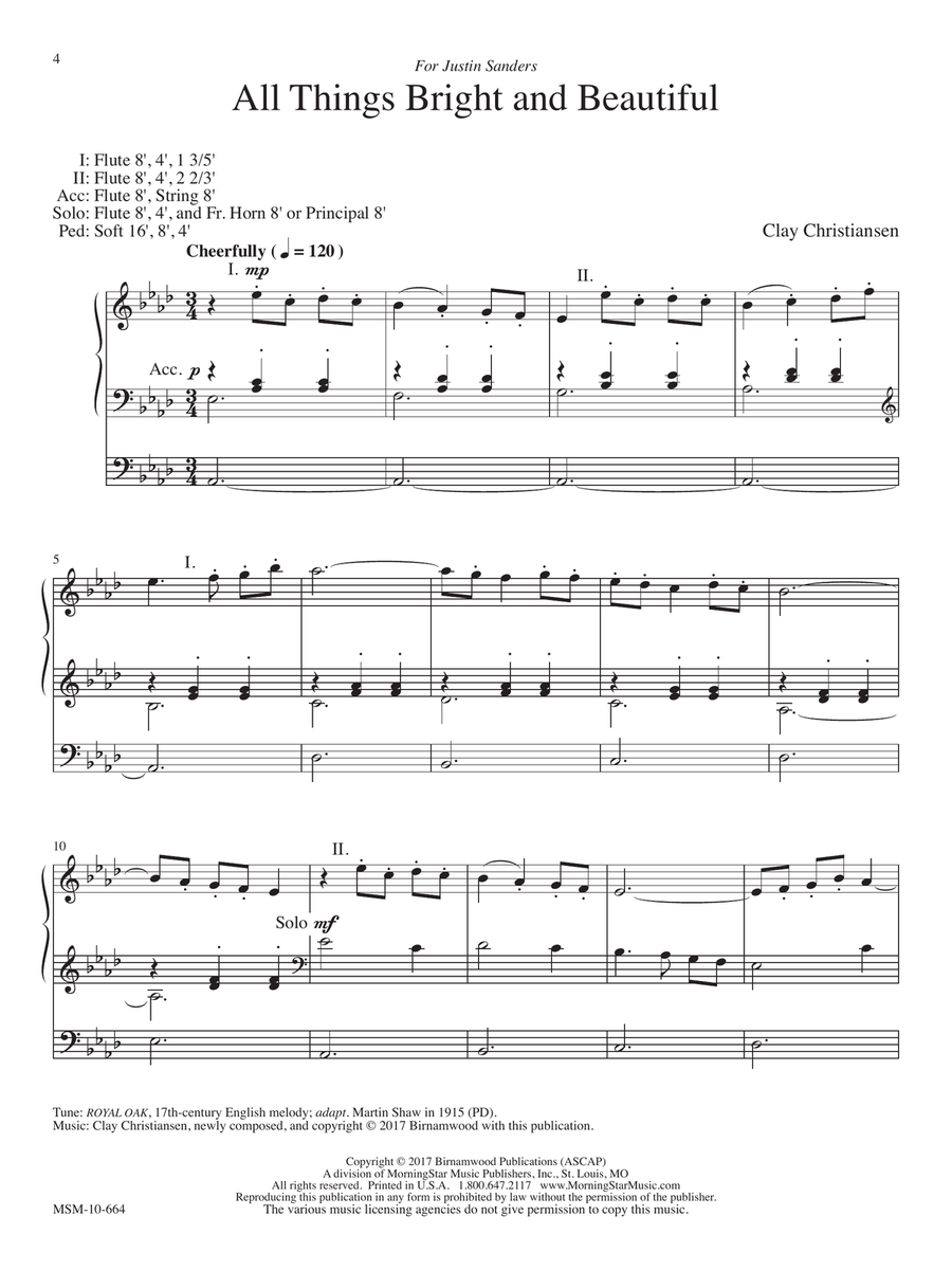 All Things Bright and Beautiful Organ scores gallery preview page 4