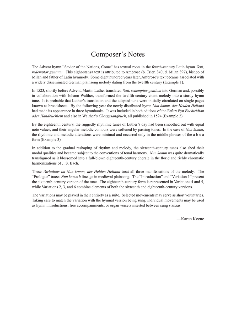 Variations on Nun komm, der Heiden Heiland (Downloadable) Organ scores gallery preview page 2