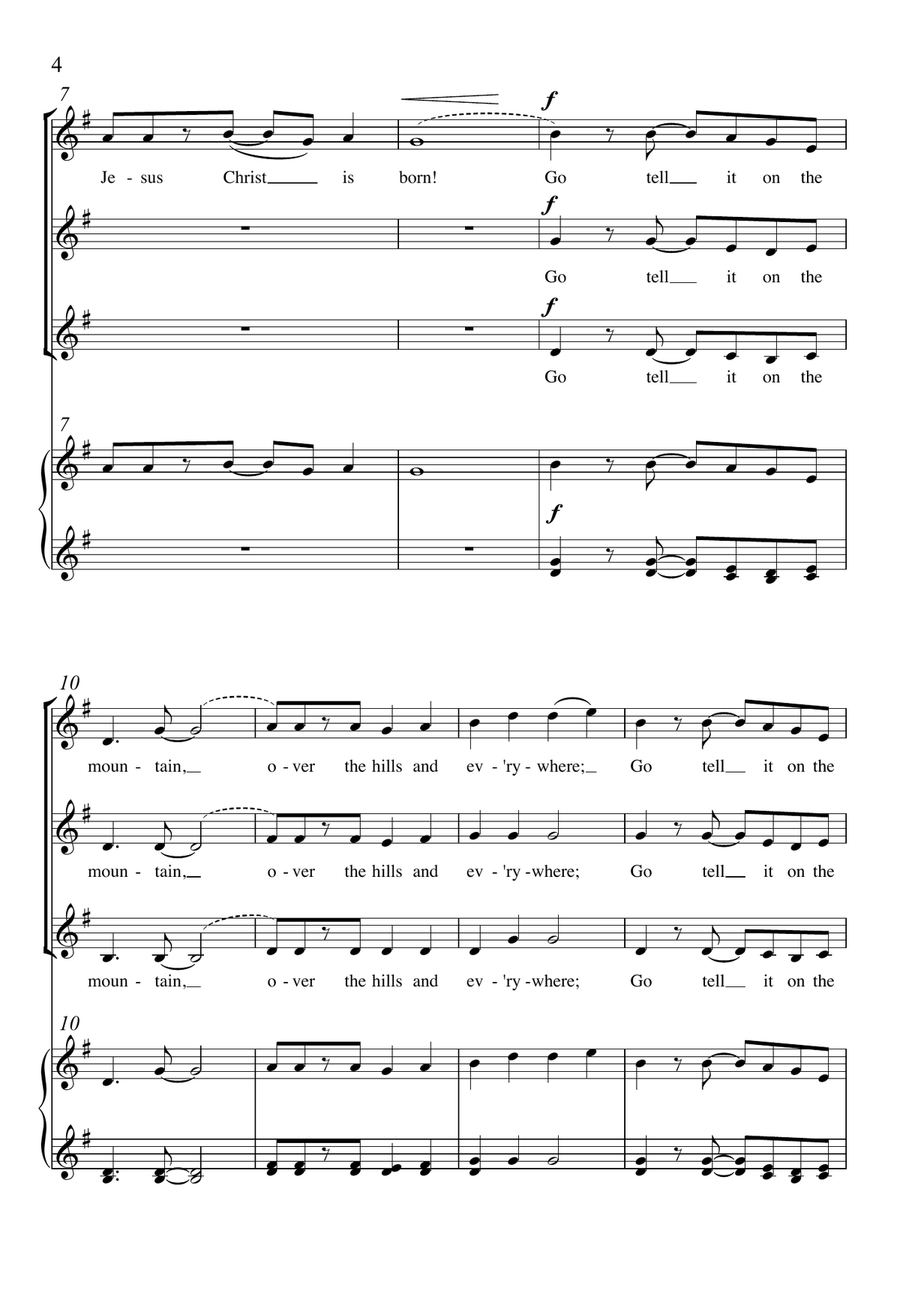 Go Tell It on the Mountain (Downloadable) SSA scores gallery preview page 3