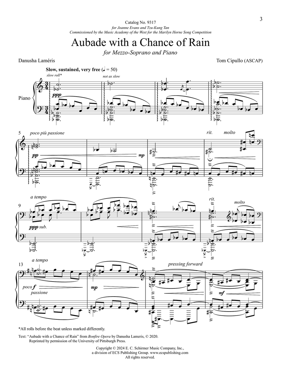 Aubade with a Chance of Rain (Downloadable) Mezzo-Soprano Voice scores gallery preview page 3