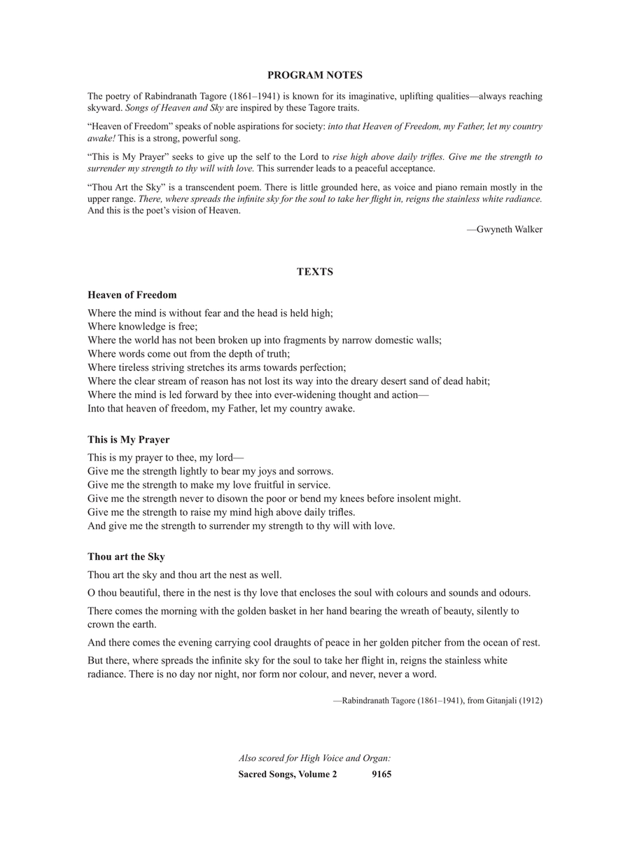 Tagore: Songs of Heaven and Sky (Downloadable) High Voice scores gallery preview page 4