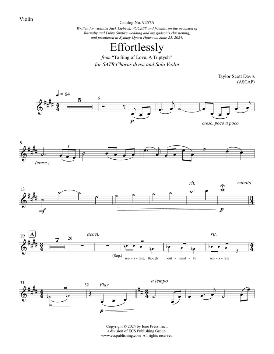 Effortlessly (Downloadable Violin Part) Choir scores gallery preview page 2