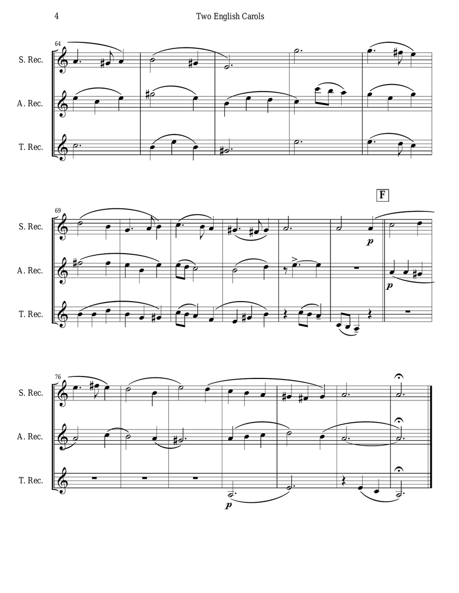 Two English Carols (Coventry Carol; What Child Is This?) - Recorder Trio Soprano Recorder scores gallery preview page 4