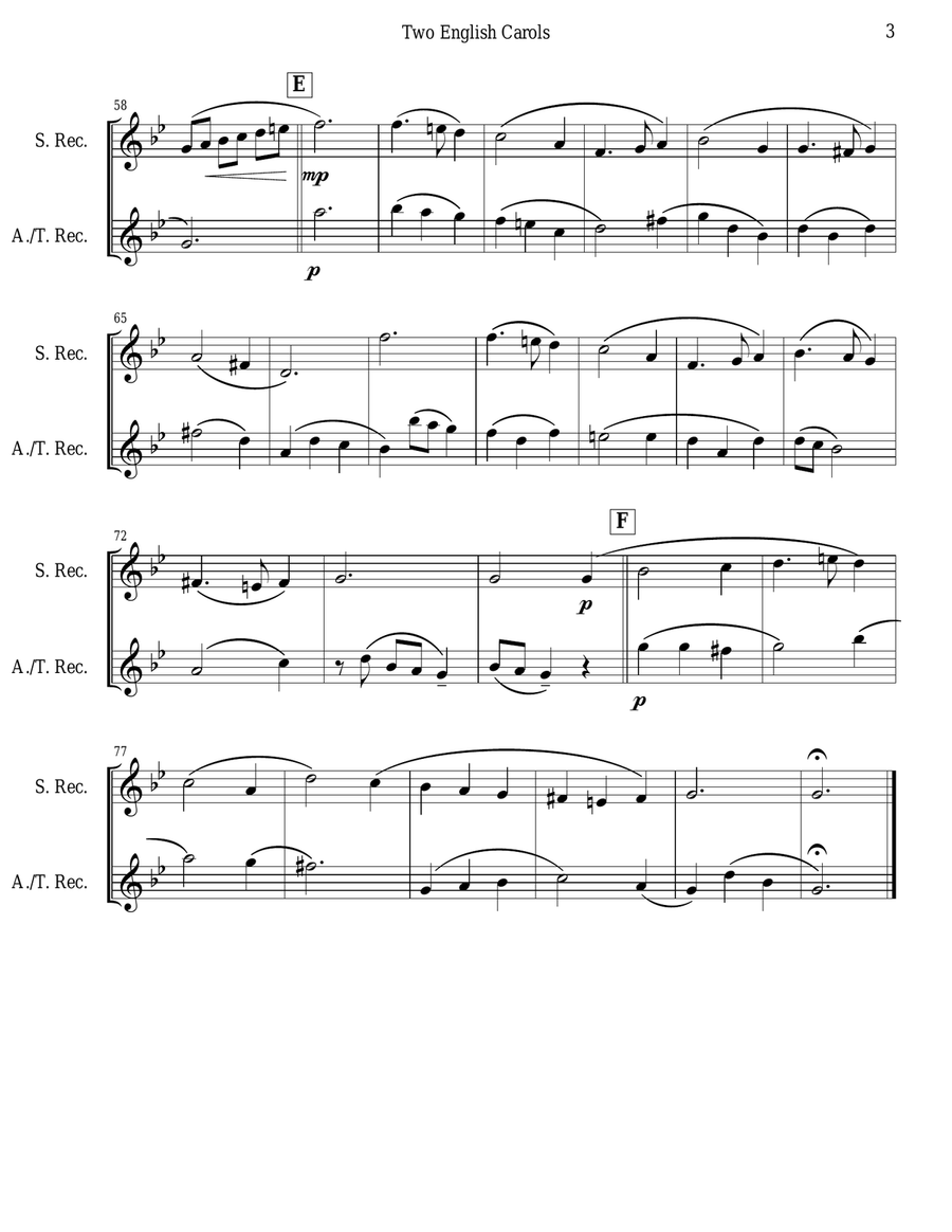 Two English Carols (Coventry Carol; What Child Is This?) - Recorder Duet Woodwind Duet scores gallery preview page 3