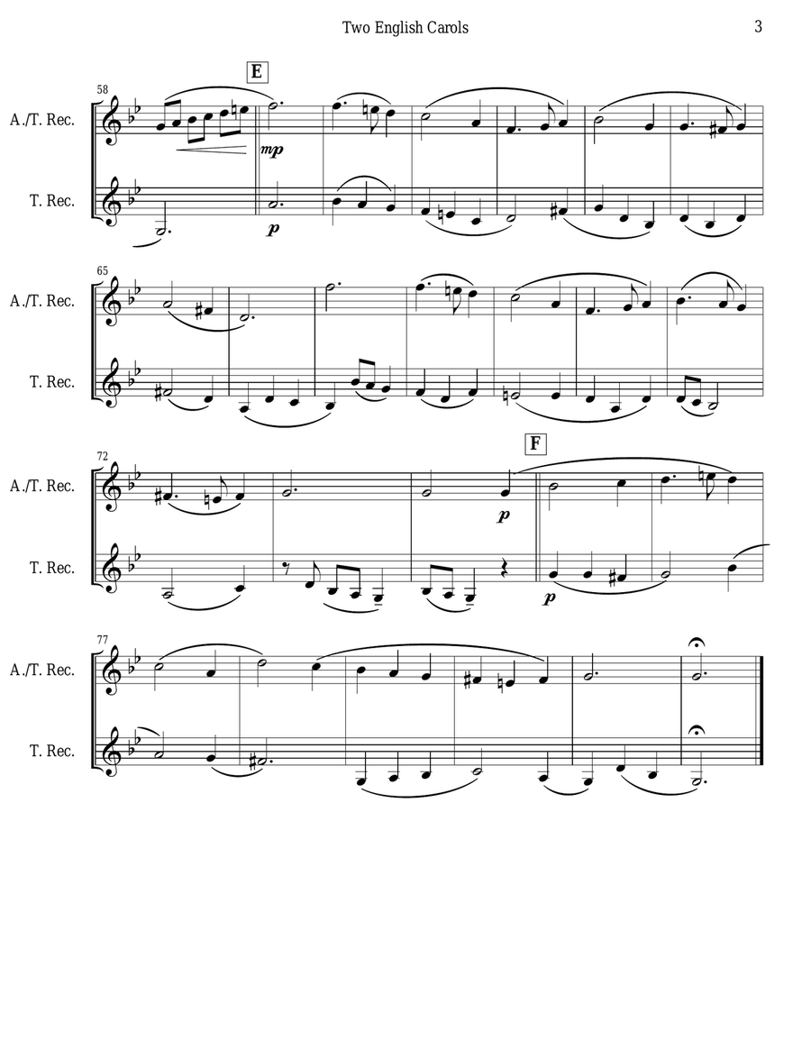 Two English Carols (Coventry Carol; What Child Is This?) - Recorder Duet Woodwind Duet scores gallery preview page 3