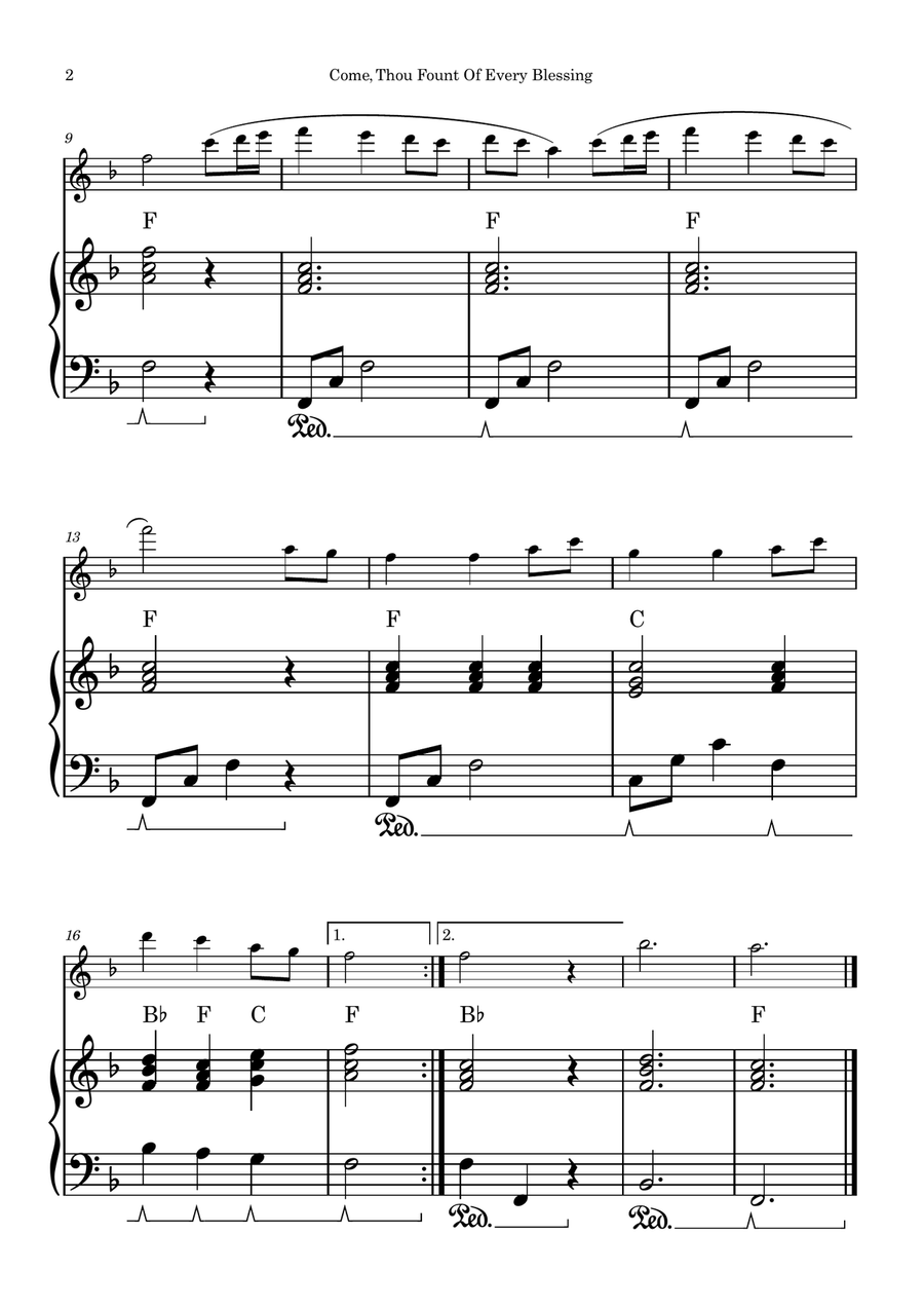 NETTLETON (Come, Thou Fount Of Every Blessing) | EASY ARRANGEMENT Flute Solo scores gallery preview page 2