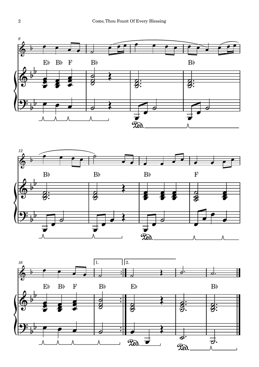 NETTLETON (Come, Thou Fount Of Every Blessing) | EASY ARRANGEMENT Piano scores gallery preview page 2