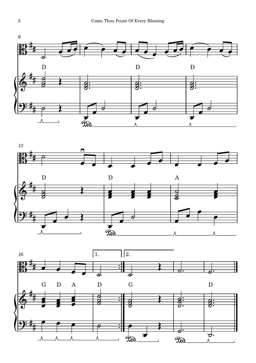 NETTLETON (Come, Thou Fount Of Every Blessing) | EASY ARRANGEMENT Viola scores gallery preview page 2