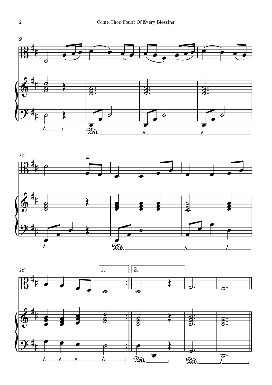 NETTLETON (Come, Thou Fount Of Every Blessing) | EASY ARRANGEMENT Viola scores gallery preview page 2