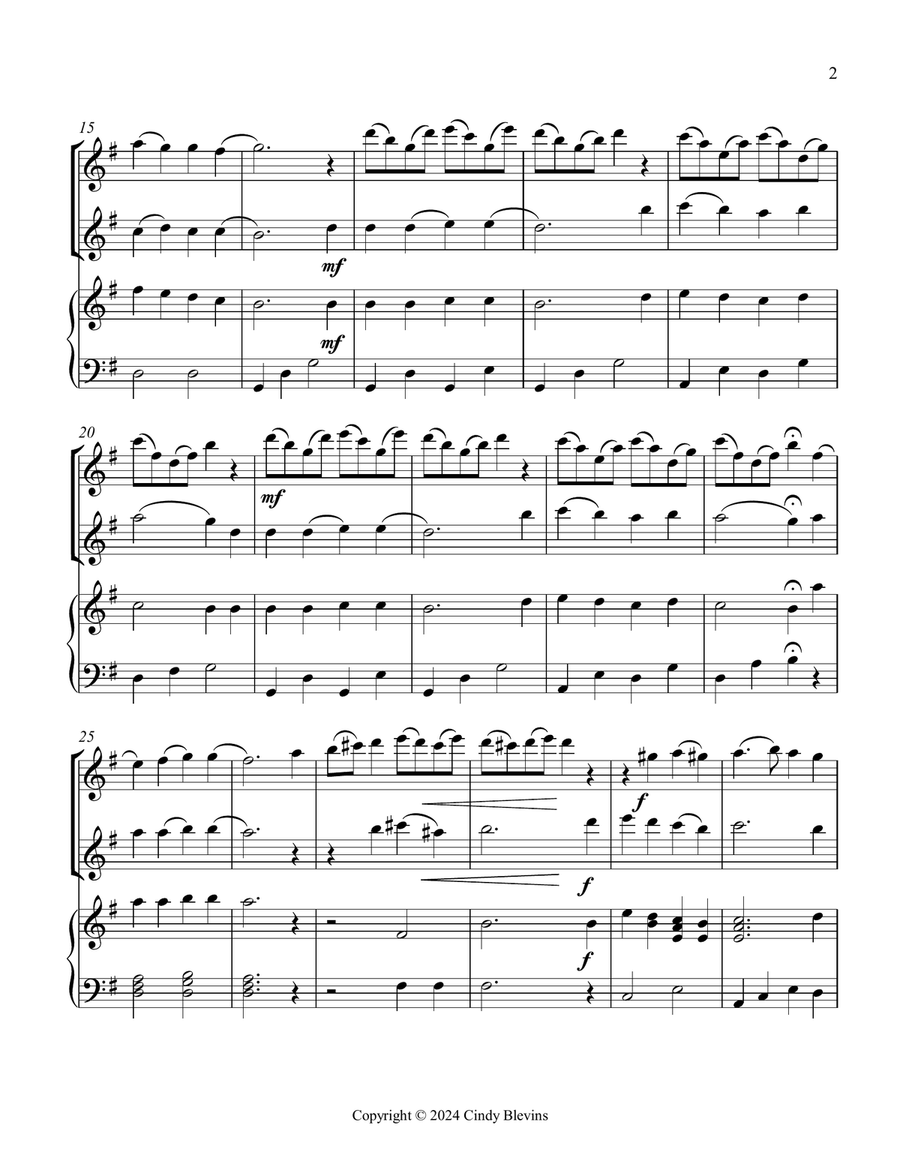 Now Thank We All Our God, for Two Flutes and Harp Flute Duet scores gallery preview page 3