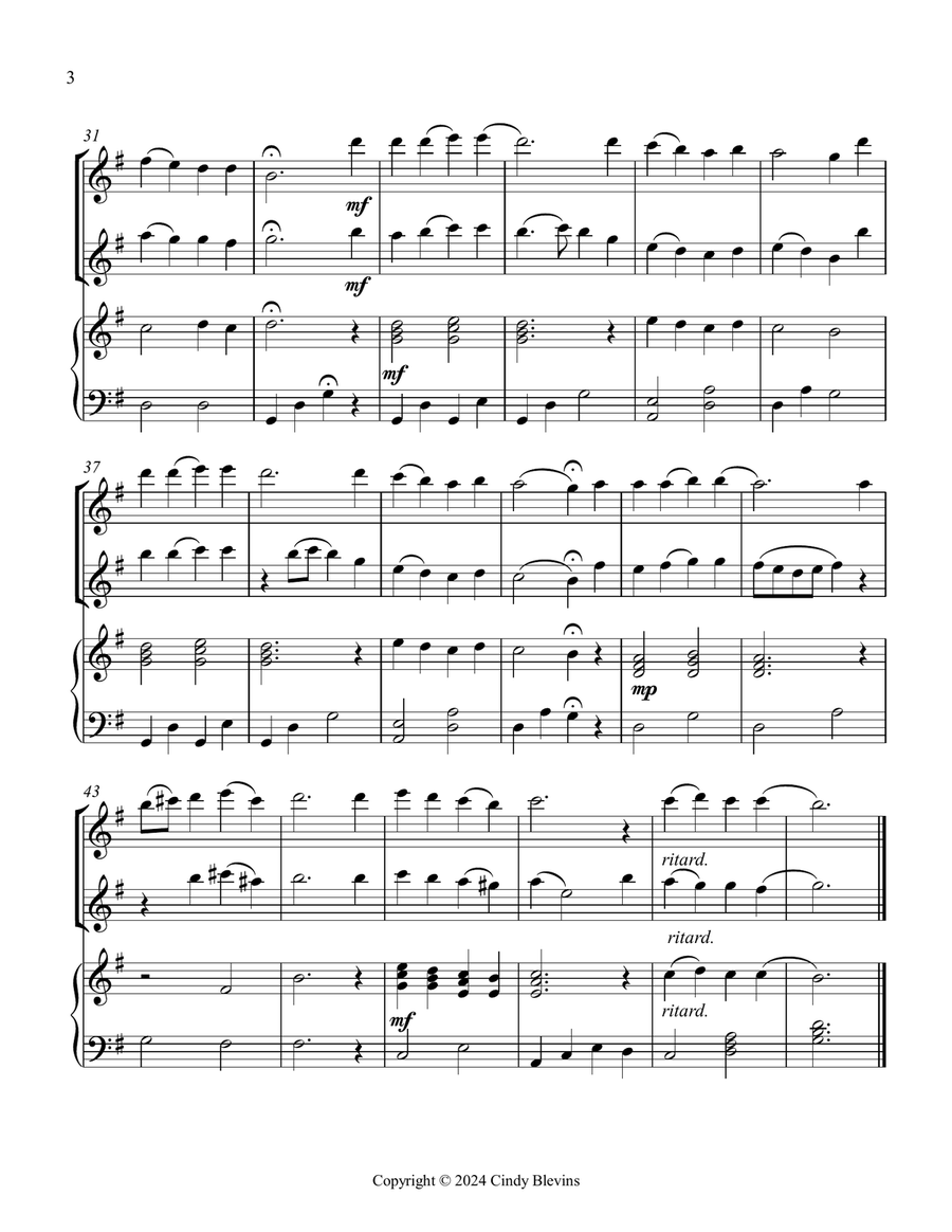 Now Thank We All Our God, for Two Flutes and Harp Flute Duet scores gallery preview page 4