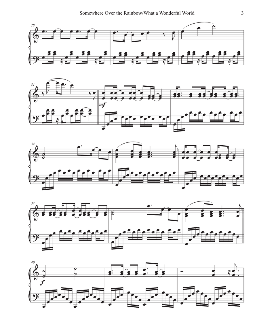 Somewhere Over The Rainbow/what A Wonderful World Piano Solo scores gallery preview page 3