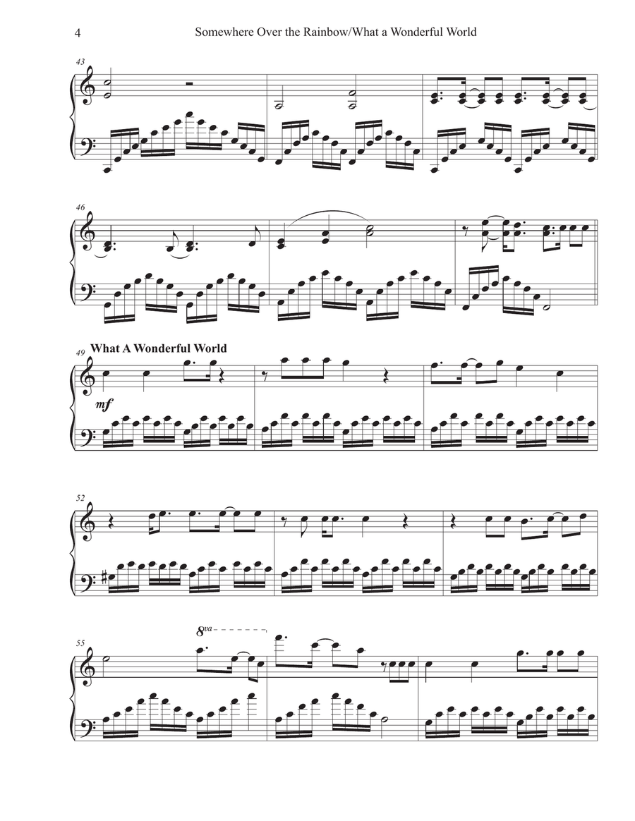Somewhere Over The Rainbow/what A Wonderful World Piano Solo scores gallery preview page 4