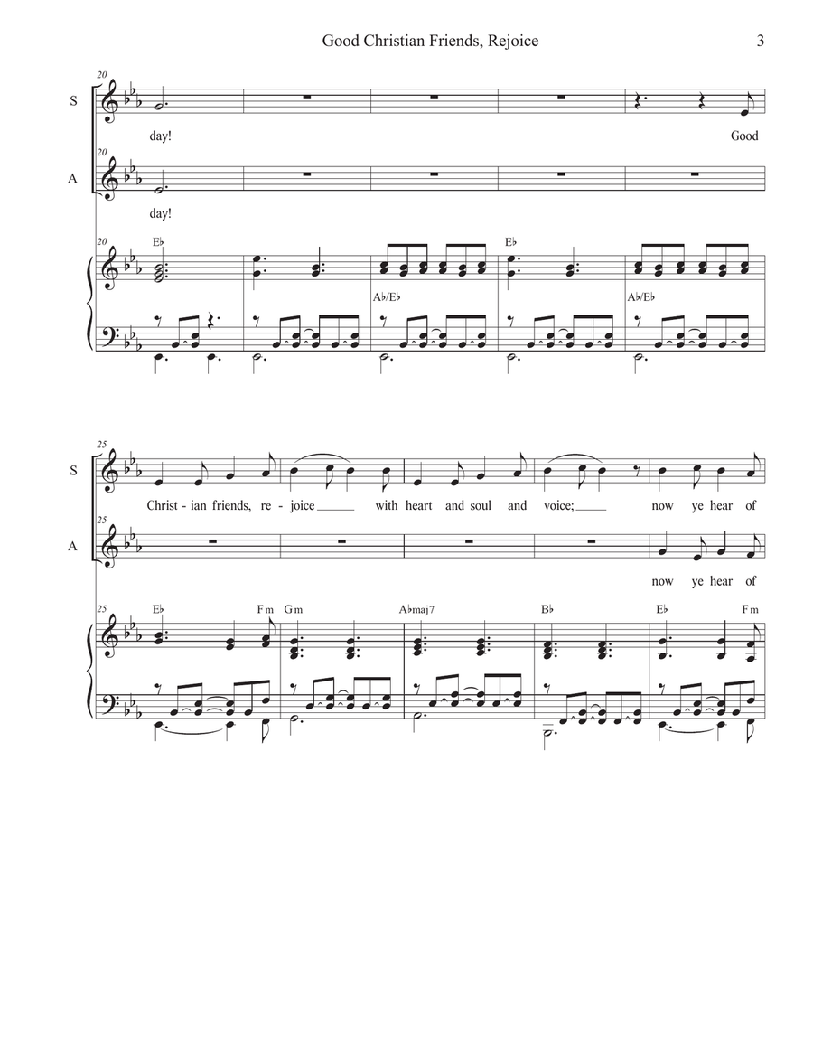 Good Christian Friends, Rejoice (Duet for Soprano and Alto solo) Alto Voice scores gallery preview page 3