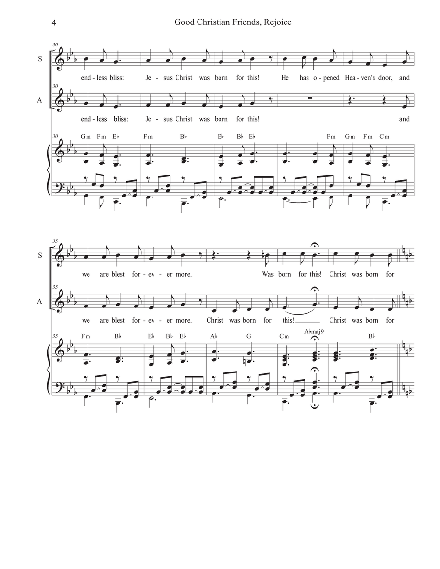 Good Christian Friends, Rejoice (Duet for Soprano and Alto solo) Alto Voice scores gallery preview page 4