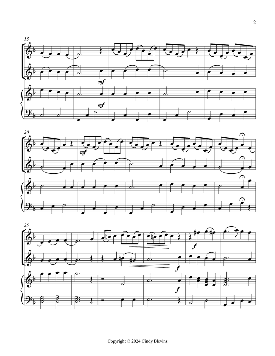 Now Thank We All Our God, for Two Violins and Harp Harp scores gallery preview page 3